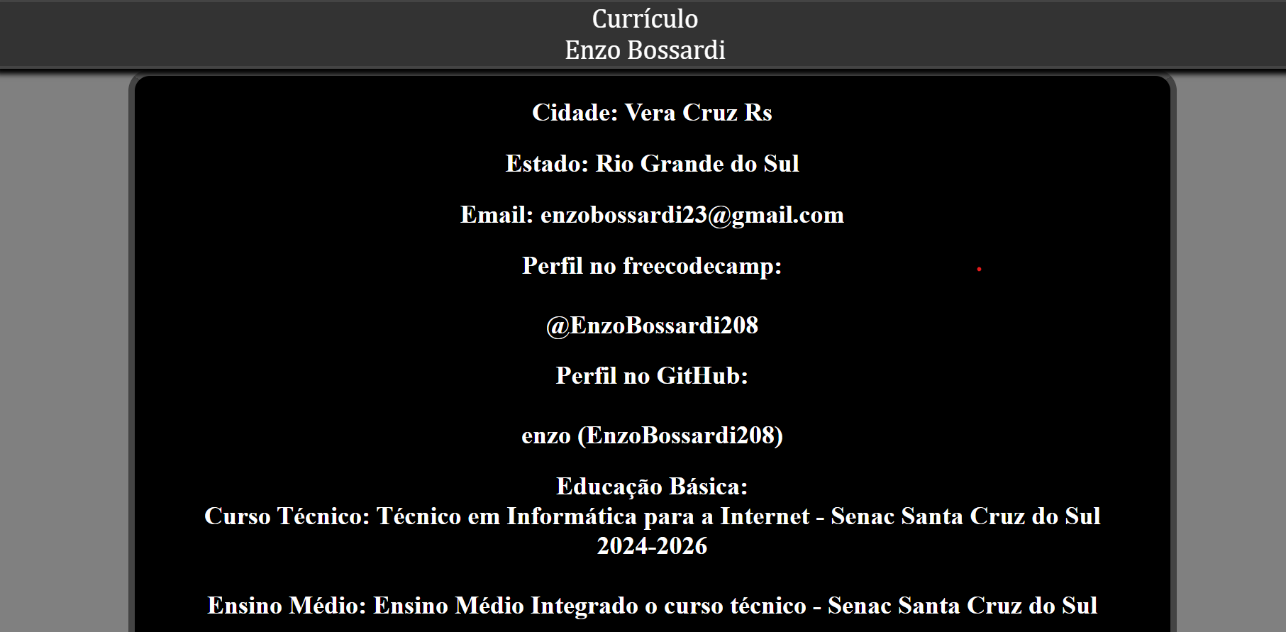 Print do meu currículo